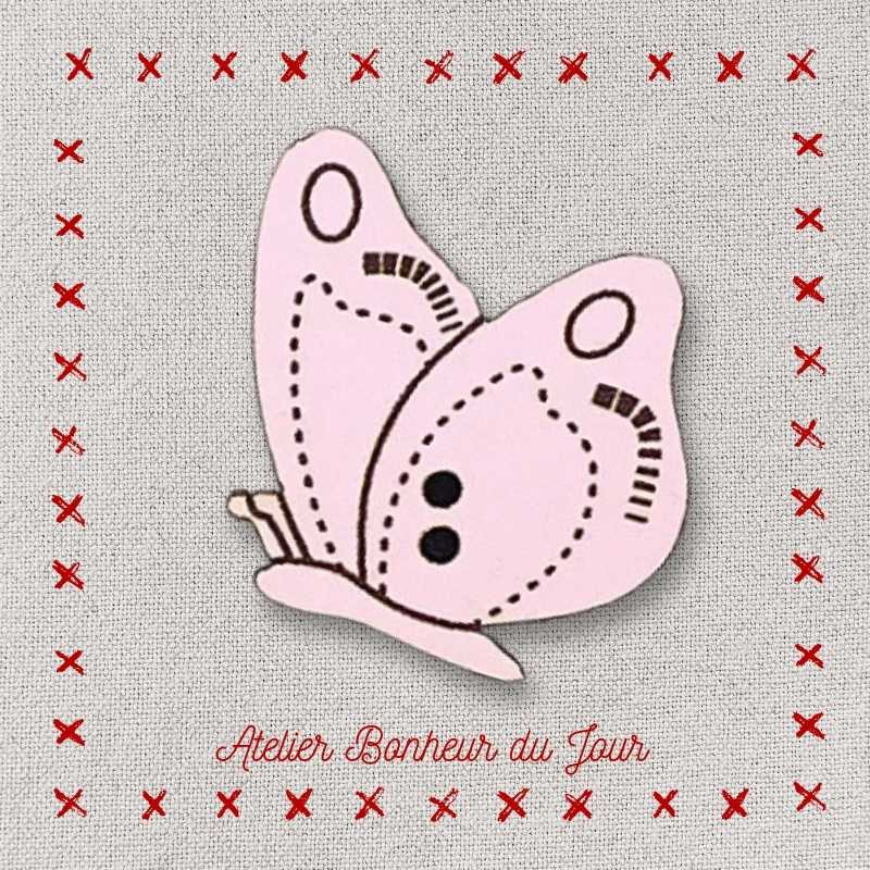 Decorative wooden button "Butterfly laid" Atelier bonheur du jour
