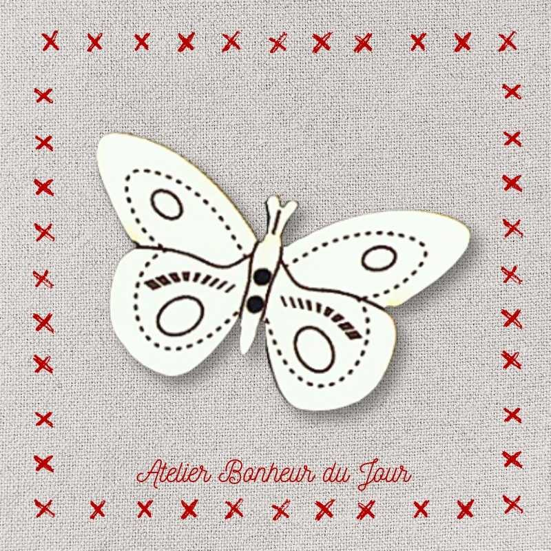 Decorative wooden button "Butterfly in flight" Atelier bonheur du jour