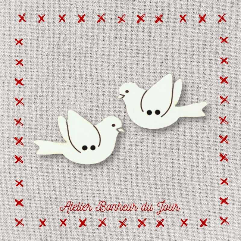 Bouton décoratif en bois "couple oiseaux en vol" Atelier Bonheur du jour