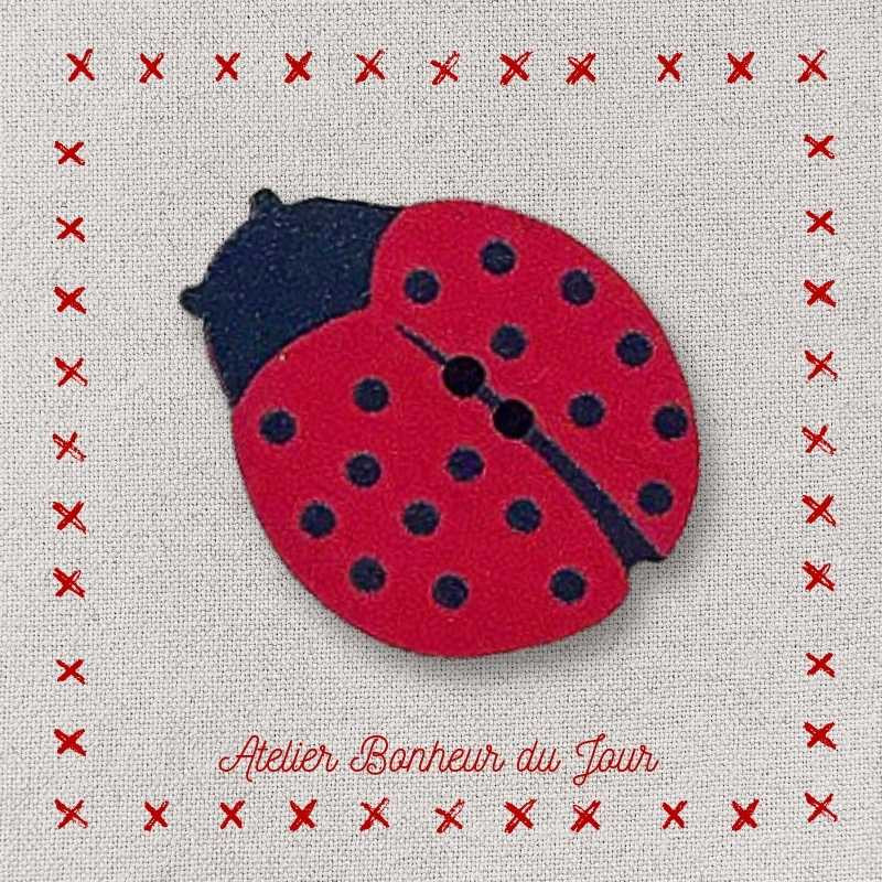 Decorative wooden button "Ladybug" Atelier bonheur du jour