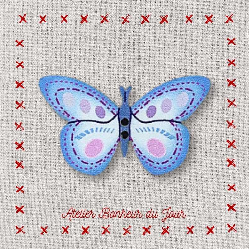 Decorative wooden button "Butterfly in flight" Atelier bonheur du jour