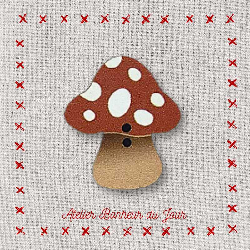 Decorative wooden button "Large mushroom" Atelier bonheur du jour