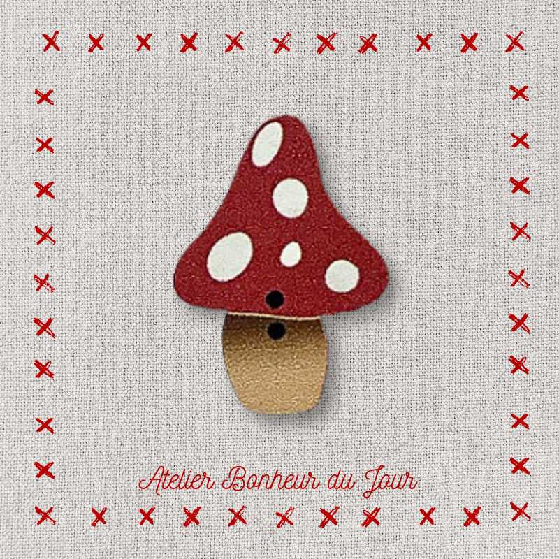 Decorative wooden button "Top mushroom" Atelier bonheur du jour