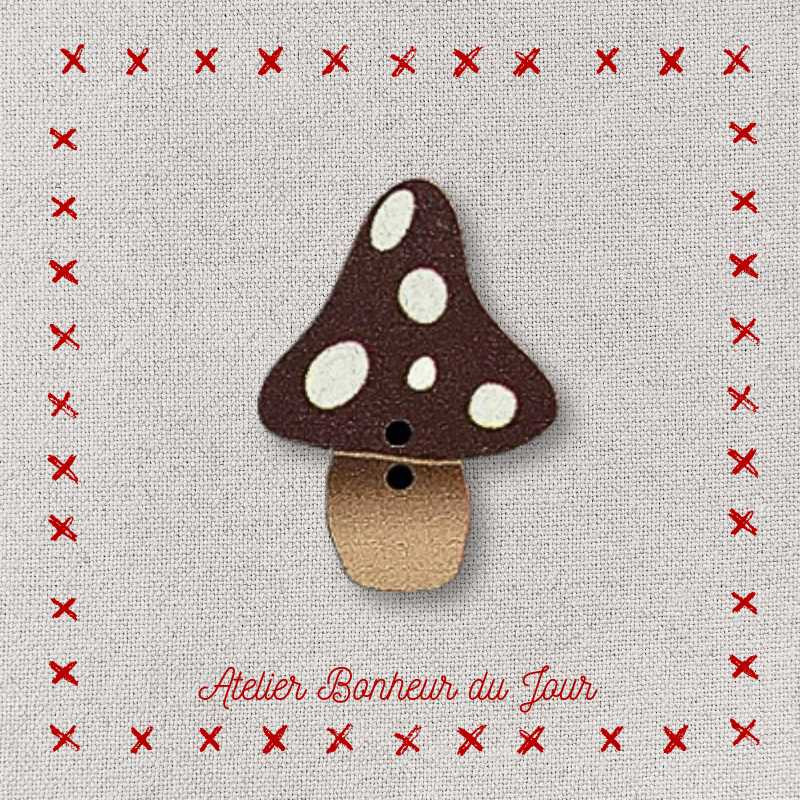 Decorative wooden button "Top mushroom" Atelier bonheur du jour