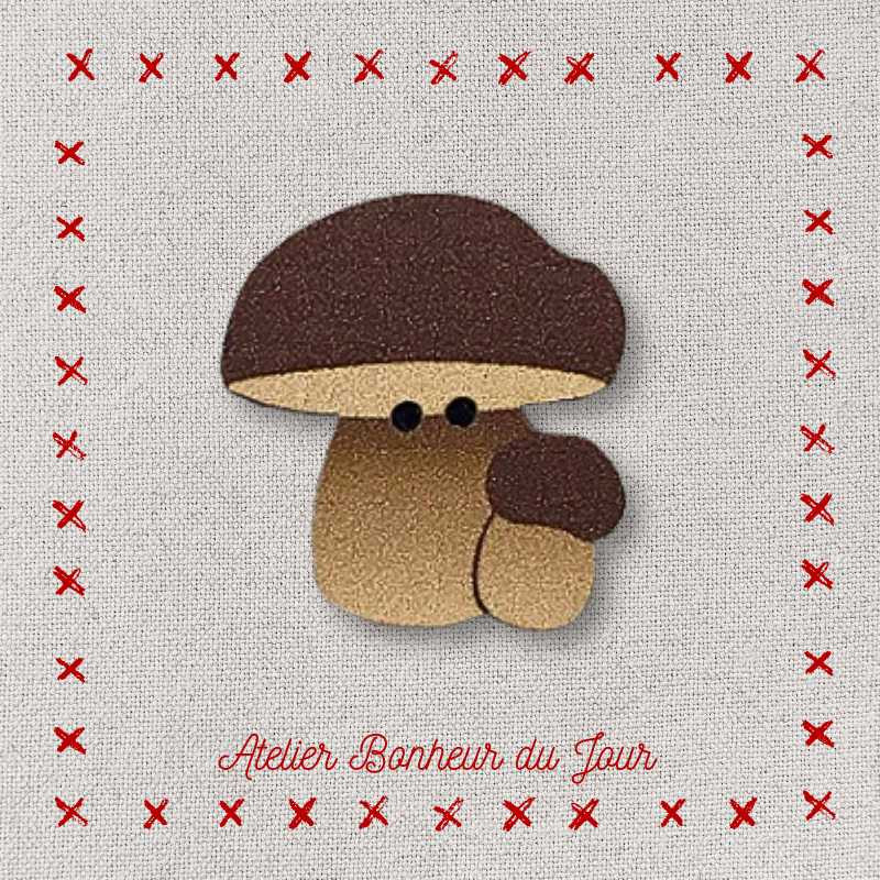 Decorative wooden button "Top mushroom" Atelier bonheur du jour