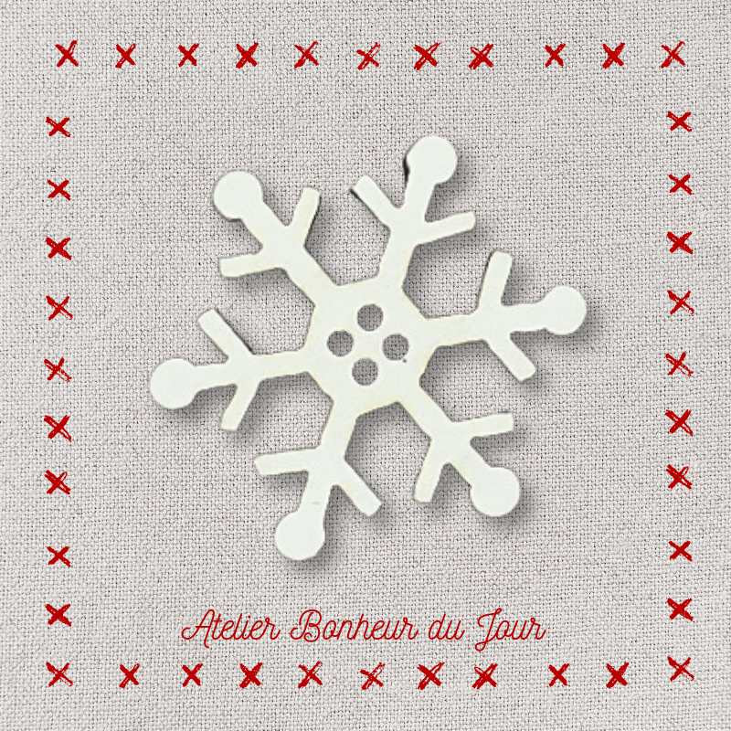 Decorative wooden button "Snowflake" Atelier bonheur du jour