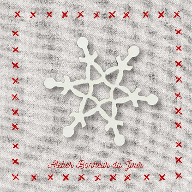 Decorative wooden button "Snowflake" Atelier bonheur du jour