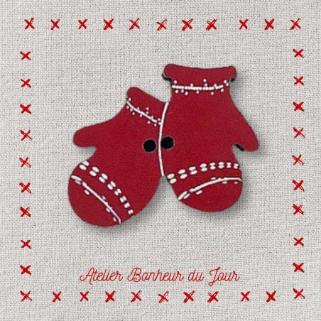 Decorative wooden button "Mittens" Atelier bonheur du jour