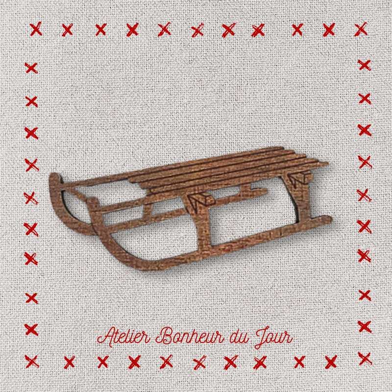 Decorative wooden button "Sled" Atelier bonheur du jour