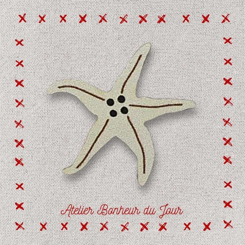 Decorative wooden button "Starfish" Atelier bonheur du jour