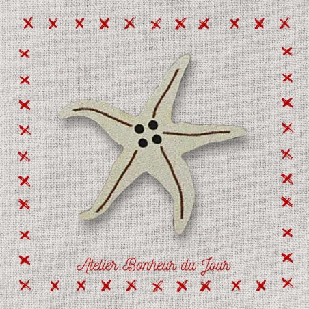 Decorative wooden button "Starfish" Atelier bonheur du jour