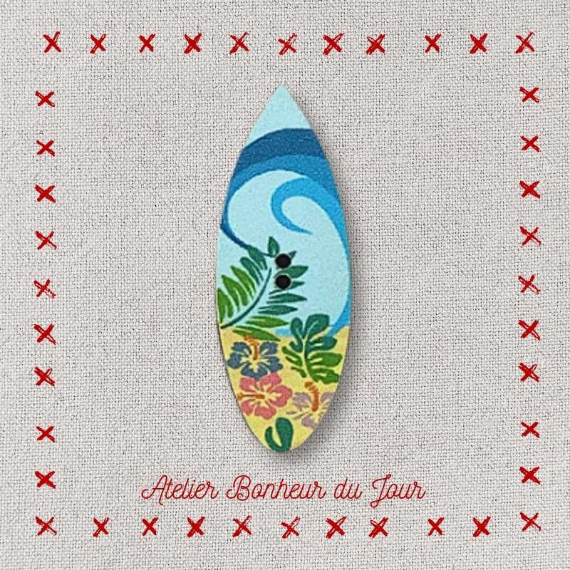 Bouton bois "Surf vague"