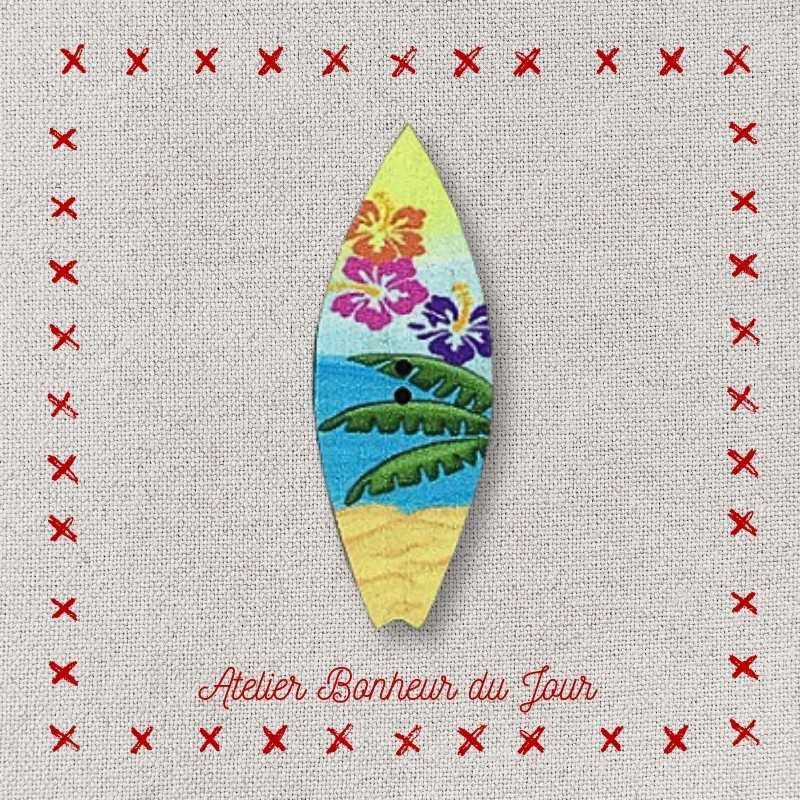 Decorative wooden button "Beach surf" Atelier bonheur du jour