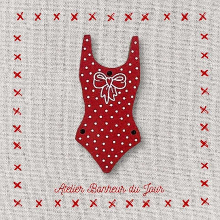 Bouton bois "maillot de bain à pois" existe en 3 couleurs