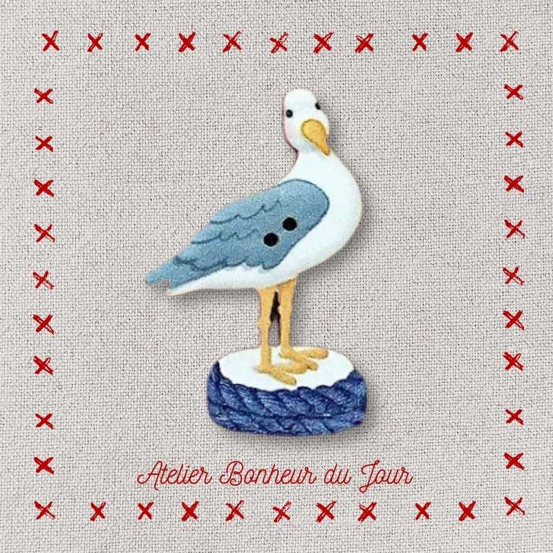 Decorative wooden button "Seagull" Atelier bonheur du jour