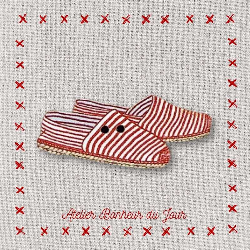 Decorative wooden button "Espadrilles" Atelier bonheur du jour