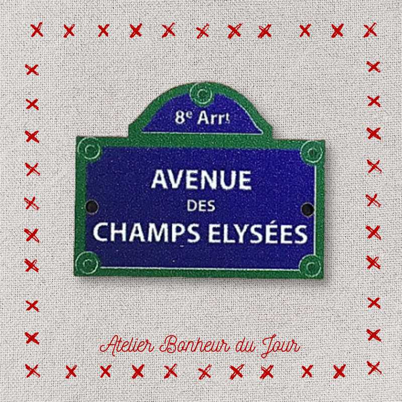 Decorative wooden small plaque “Avenue des Champs Elysées" Atelier bonheur du jour