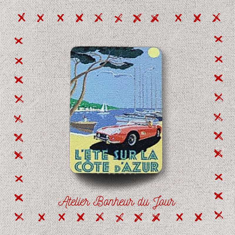 Bouton décoratif en bois "carte côte d'azur" petite plaque à coller Atelier bonheur du jour