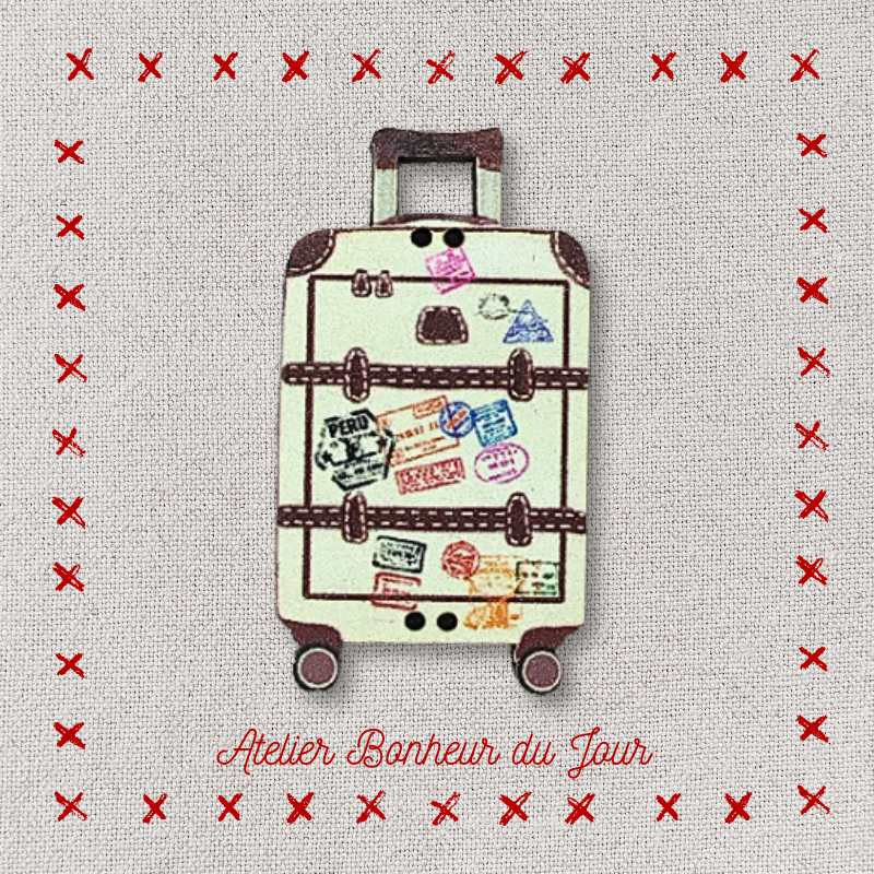 Decorative wooden button “Suitcase" Atelier bonheur du jour
