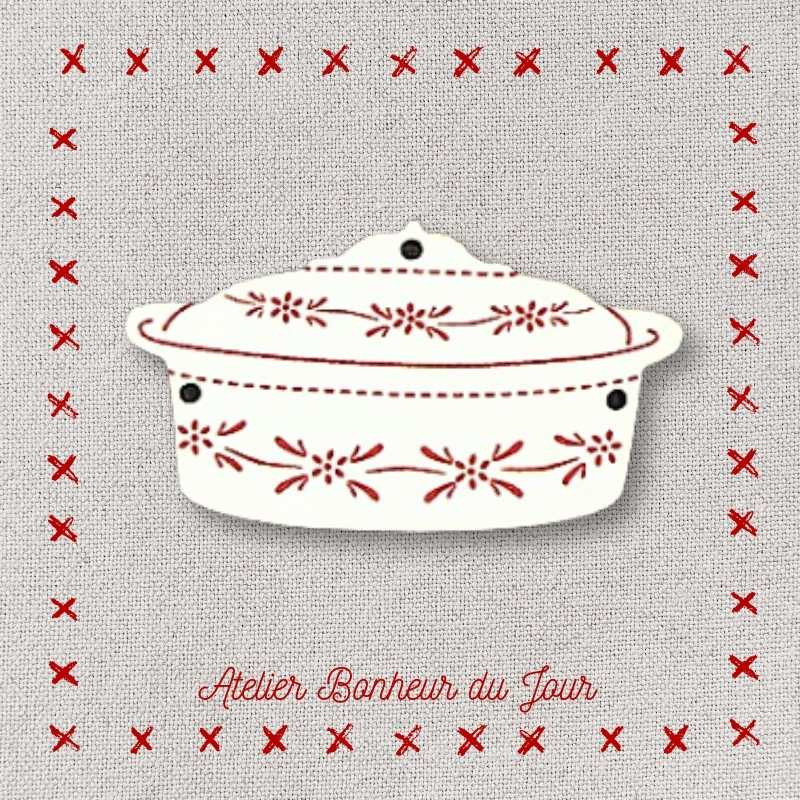 Decorative wooden button “Baeckeoffe Terrine" Atelier bonheur du jour