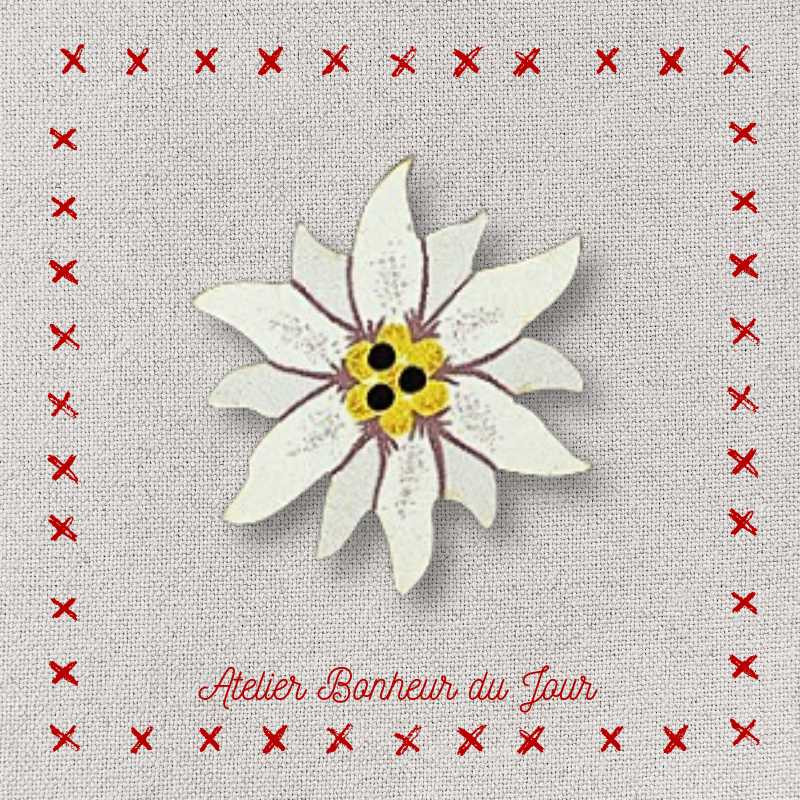 Decorative wooden button “Edelweiss" Atelier bonheur du jour