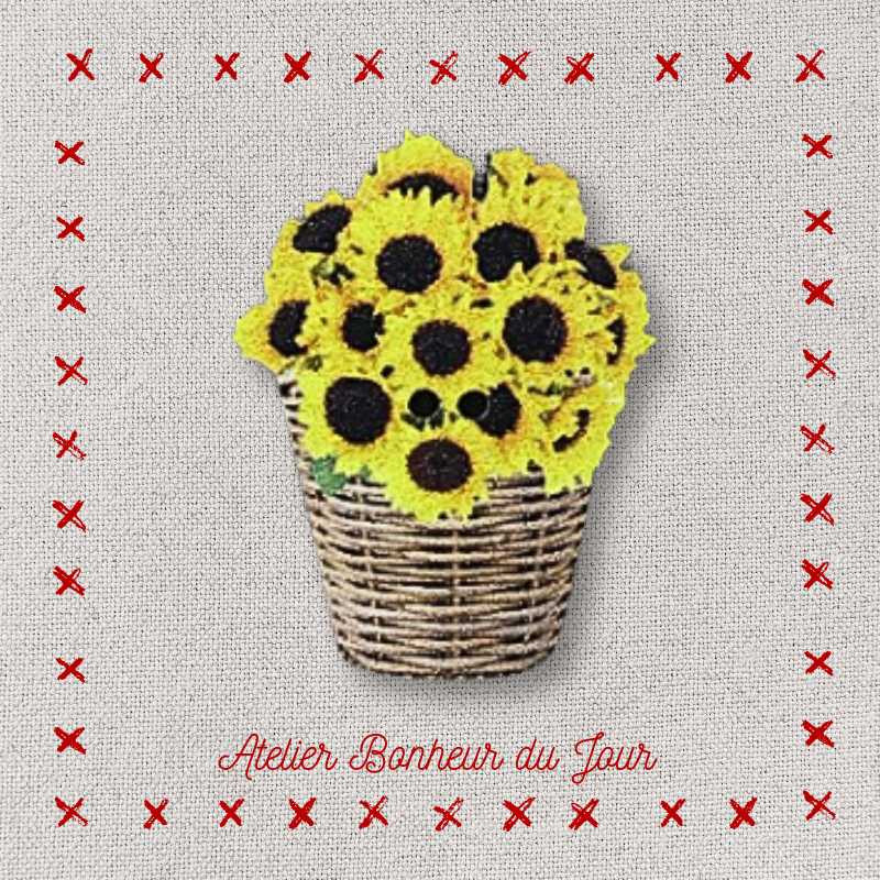 Bouton décoratif en bois "bouquet de tournesols" Atelier bonheur du jour