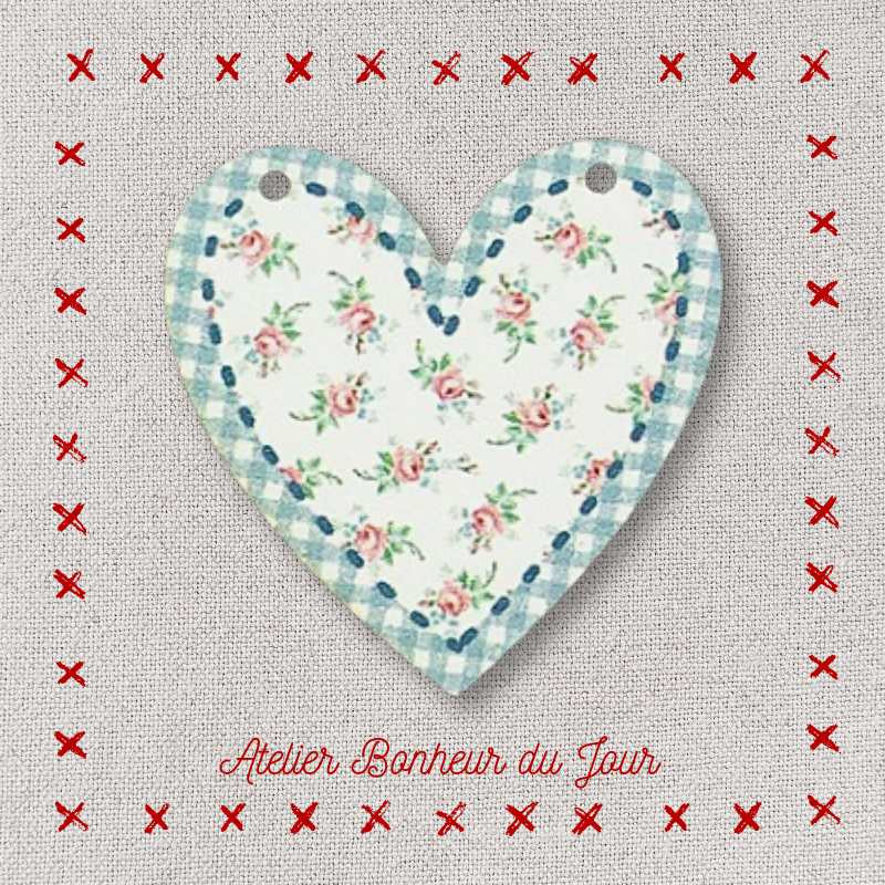 Decorative wooden button "Justine lace heart" Atelier bonheur du jour