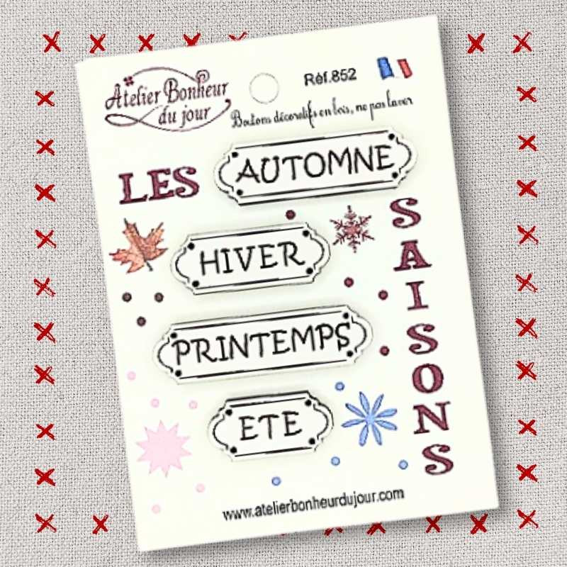 Pouch decorative wooden buttons "The seasons” Atelier bonheur du jour