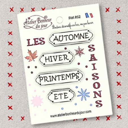 Pouch decorative wooden buttons "The seasons” Atelier bonheur du jour
