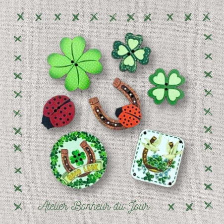 pochette boutons décoratifs en bois "Porte-bonheur" Atelier Bonheur du jour