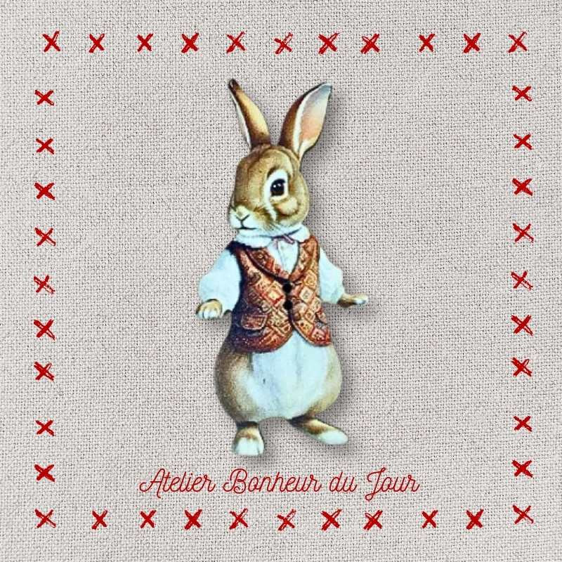 Bouton décoratif en bois "Ernest le lapin" Atelier Bonheur du jour
