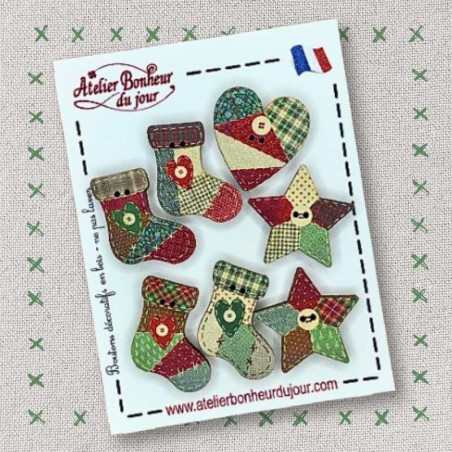 boutons décoratifs en bois "Chaussettes Patch" Atelier Bonheur du jour