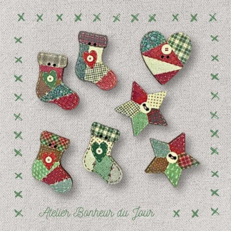 boutons décoratifs en bois "Chaussettes Patch" Atelier Bonheur du jour