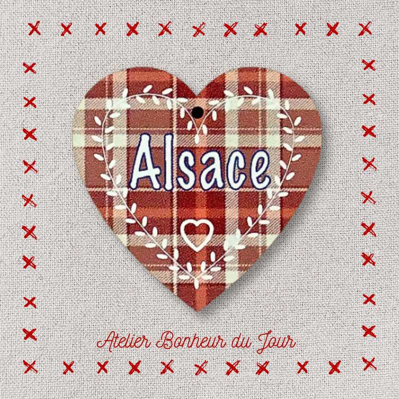Decorative wooden button "Alsace Heart" Atelier Bonheur du jour