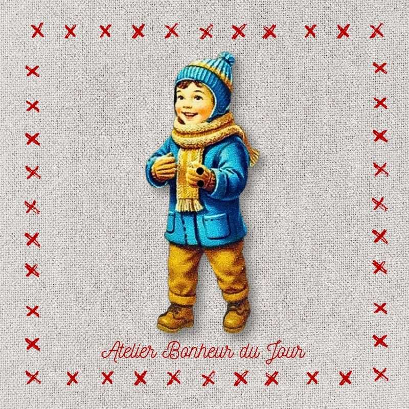 Bouton décoratif en bois "Léon et son bonnet" Atelier Bonheur du jour