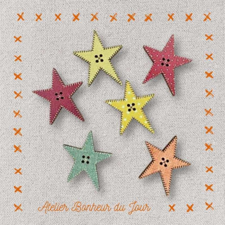 boutons décoratifs en bois "Etoiles Patch" Atelier Bonheur du jour