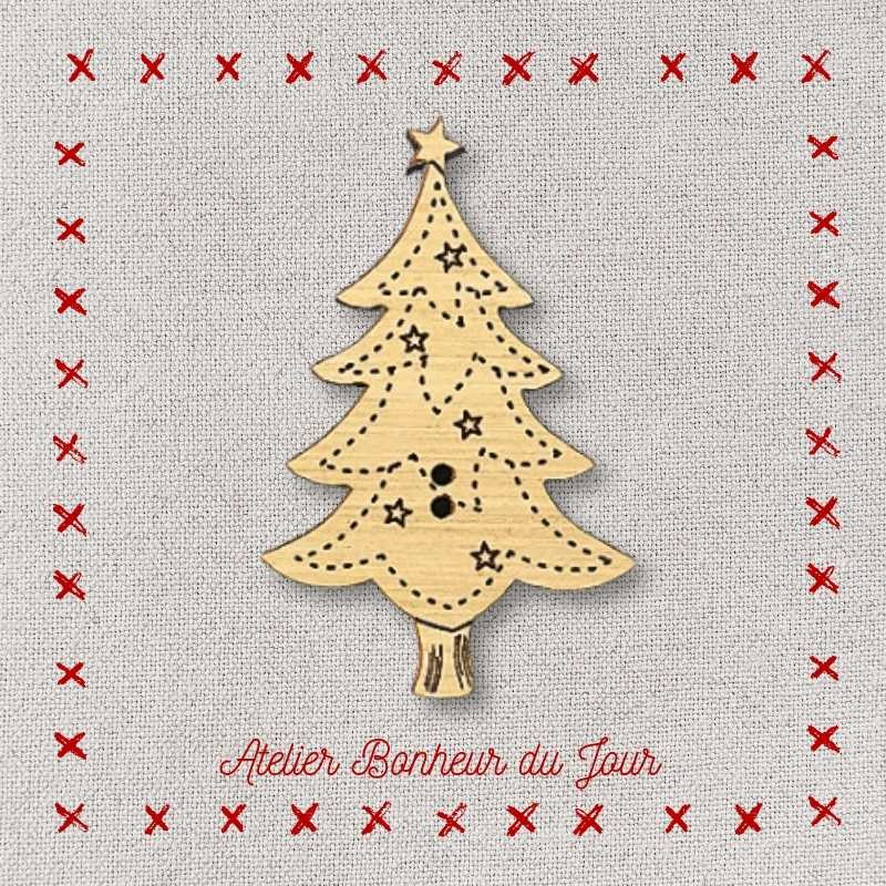 Decorative wooden button "Star fir" Atelier bonheur du jour