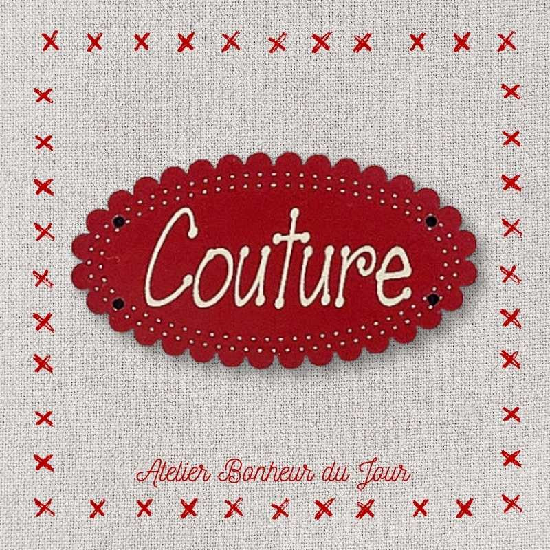 Décorative wooden buttons small plaque "Sewing" Atelier bonheur du jour