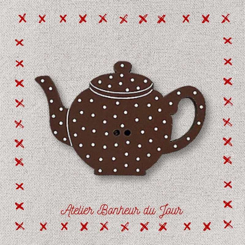 Decorative wooden buttons "Dotted teapot" Atelier Bonheur du jour