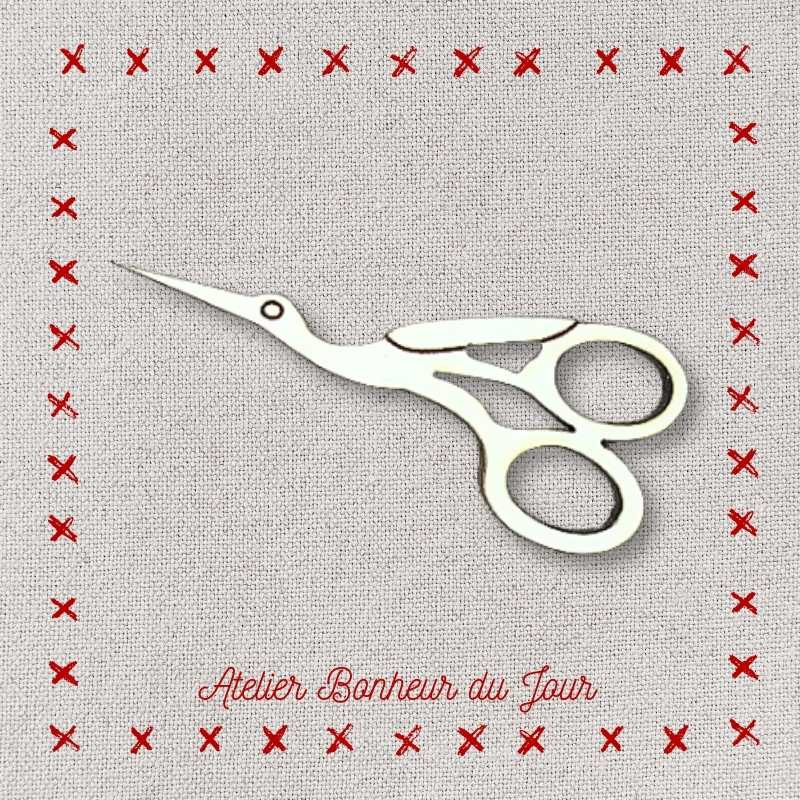 Decorative wooden button "Embroidery scissors" Atelier bonheur du jour