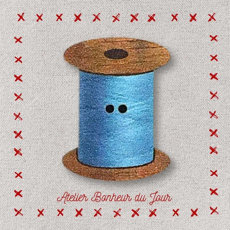 Bouton décoratif en bois "Bobine de fil" Atelier bonheur du jour