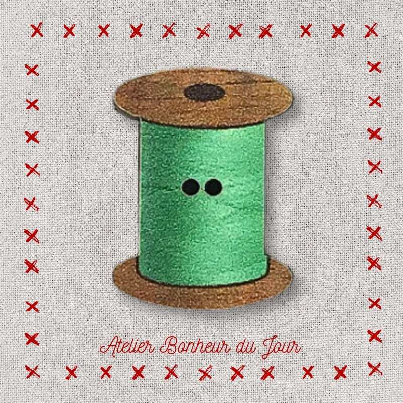 Bouton décoratif en bois "Bobine de fil" Atelier bonheur du jour