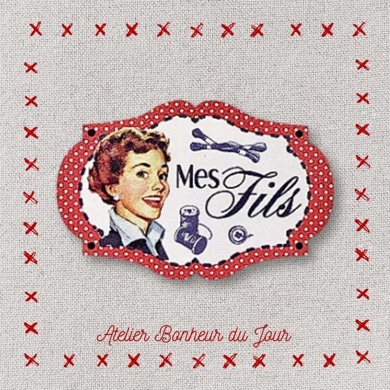 Bouton décoratif en bois "Mes fils" Atelier bonheur du jour