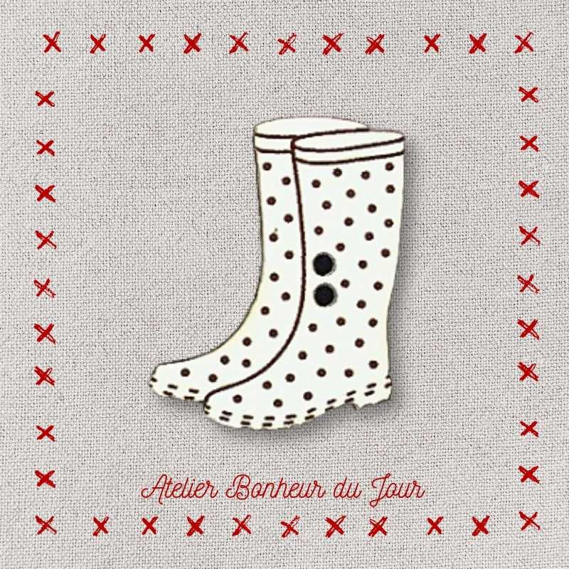 Bouton décoratif en bois "bottes à pois" Atelier Bonheur du jour