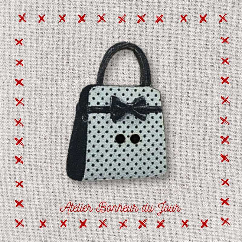 Decorative wooden button "Polka dot handbag" Atelier bonheur du jour