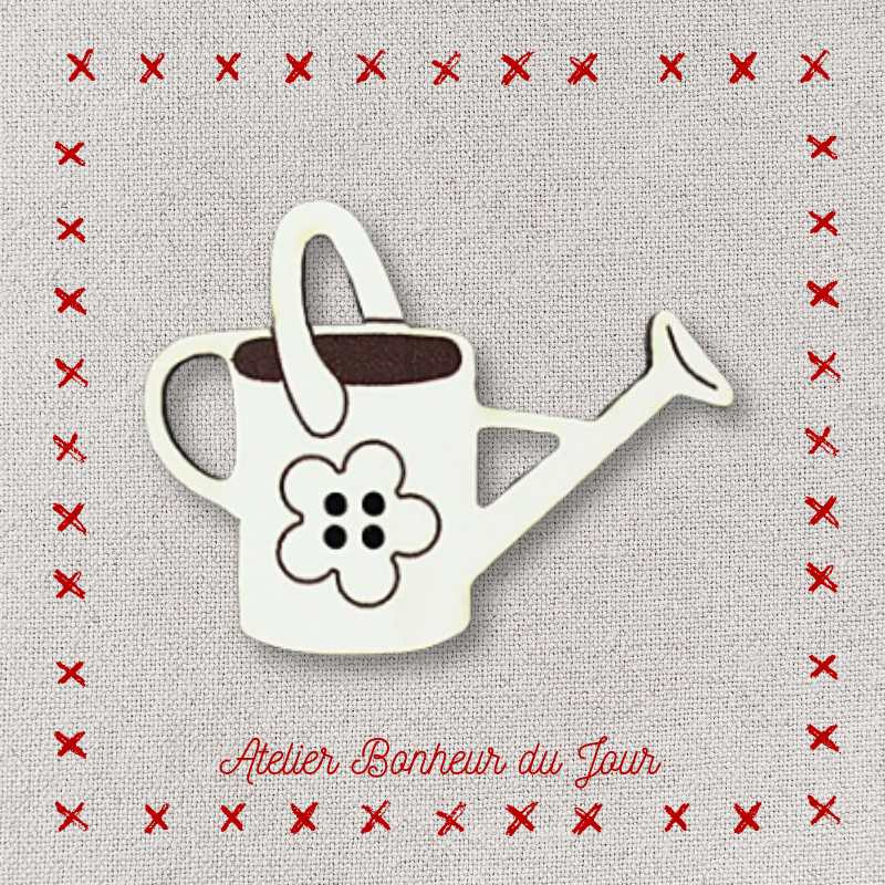 Decorative wooden button "Watering can" Atelier bonheur du jour