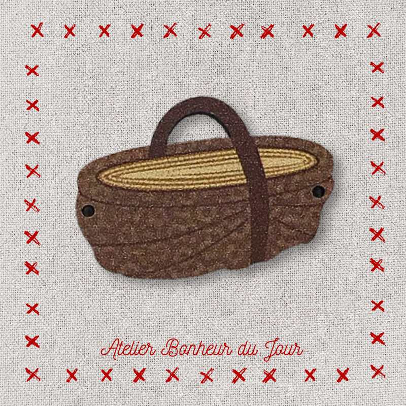 Decorative wooden button "Apple basket" Atelier bonheur du jour