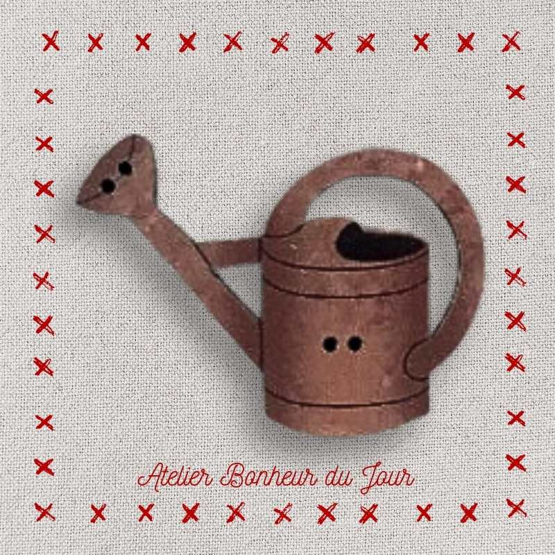 decorative wooden button "Brown watering can" Atelier Bonheur du jour