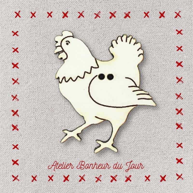 Bouton décoratif en bois "poule" de l'Atelier Bonheur du jour