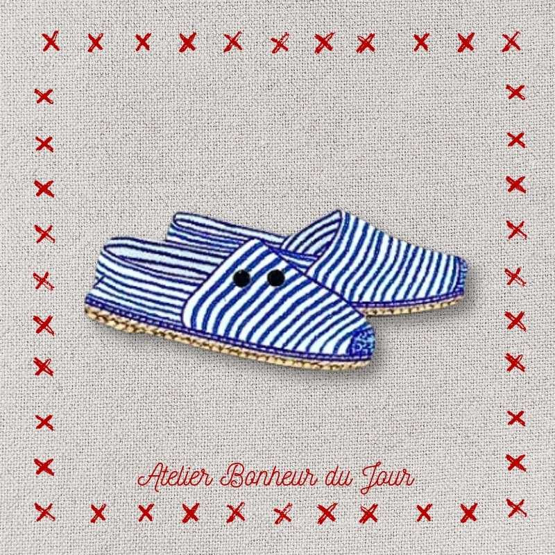 Decorative wooden button "Espadrilles" Atelier bonheur du jour